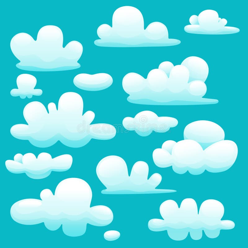 Cartoon Clouds Set Vector Illustration. Stock Vector - Illustration of