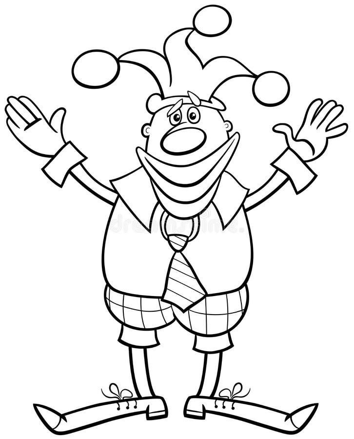 Cartoon Clown Performer Comic Character Coloring Page Stock Vector ...