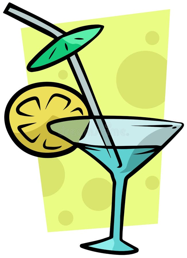 Cartoon Cocktail Martini Glass With Lemon Stock Vector - Illustration ...