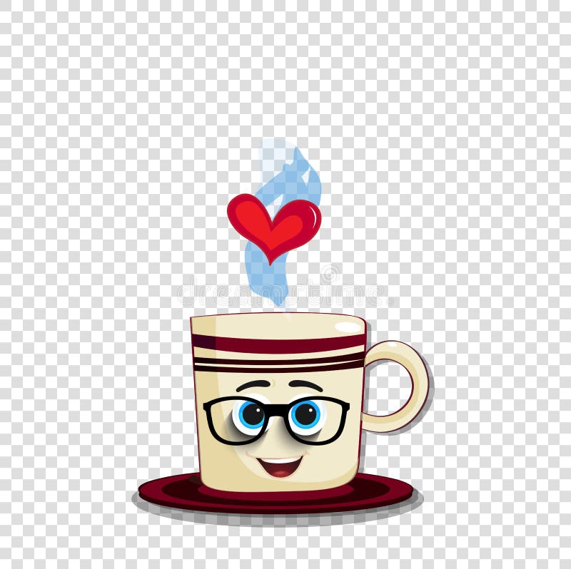 Cartoon Coffee Mug Character in Glasses and Heart in Steam Stock Vector - Illustration of glasses, funny: 110899344 Cartoon Coffee Mug Character in Glasses and Heart in Steam Stock Vector - Illustration of glasses, funny: 110899344