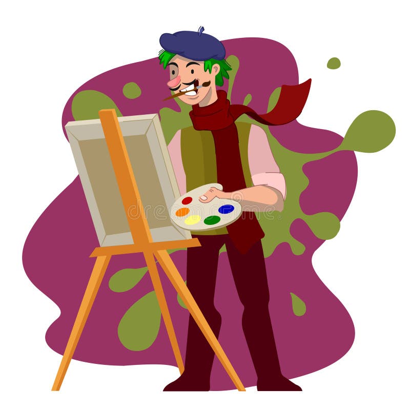 Cartoon Color Character Person Male Boy Artist Concept. Vector Stock ...
