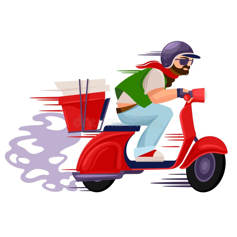 Cartoon Color Character Person Male Pizza Delivery Man Concept. Vector  Stock Vector - Illustration of motor, cartoon: 198156993