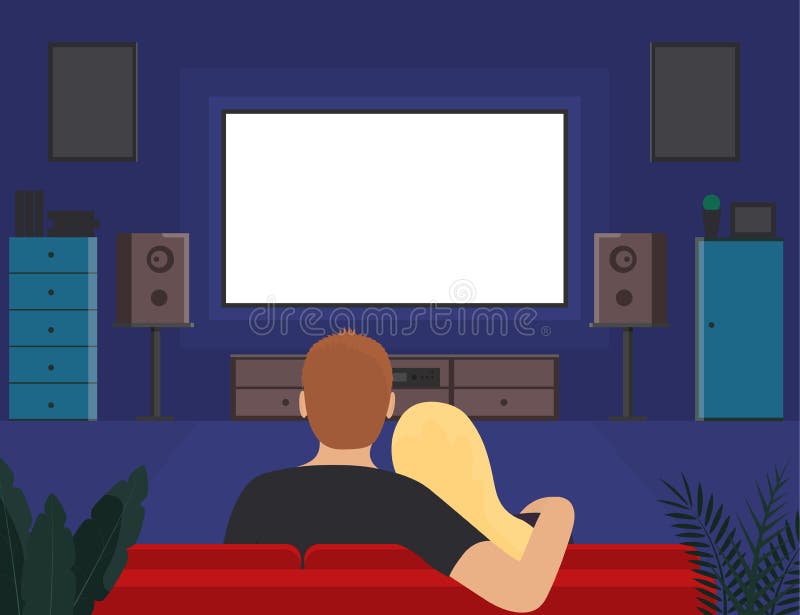 Cartoon Color Characters Couple of Young People Watching TV Concept. Vector  Stock Vector - Illustration of flat, leisure: 204206706