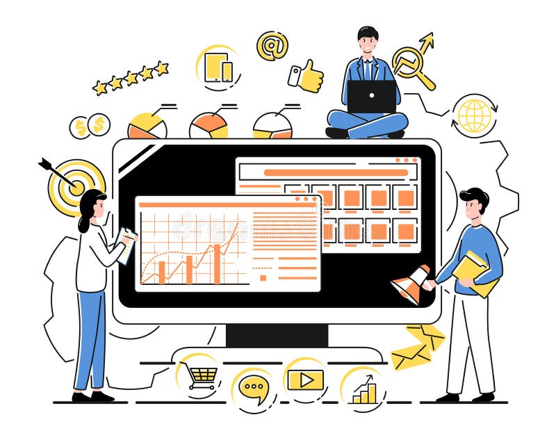 Cartoon Color Characters People Digital Marketing Specialist Concept. Vector Stock Illustration - Illustration of website, technology: 207799371 Cartoon Color Characters People Digital Marketing Specialist Concept. Vector Stock Illustration - Illustration of website, technology: 207799371