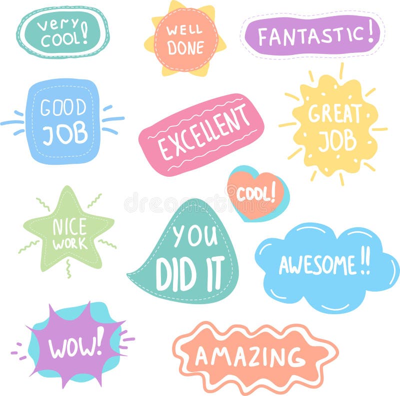 https://thumbs.dreamstime.com/b/cartoon-color-different-great-stickers-school-job-set-concept-vector-flat-design-style-illustration-well-done-sign-sticker-295356984.jpg