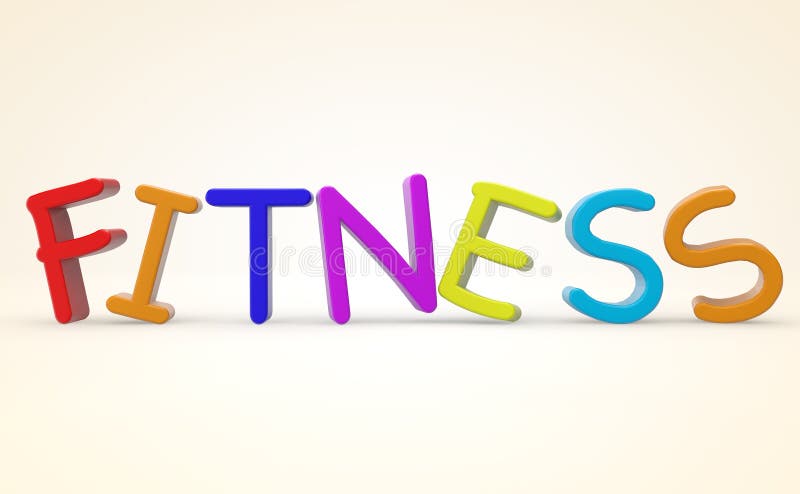 Cartoon color Fitness sign stock illustration. Illustration of