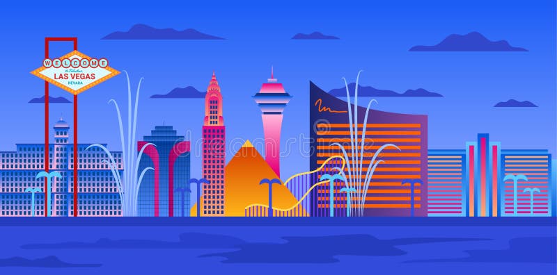 Las Vegas City Skyline Stock Illustrations – 578 Las Vegas City