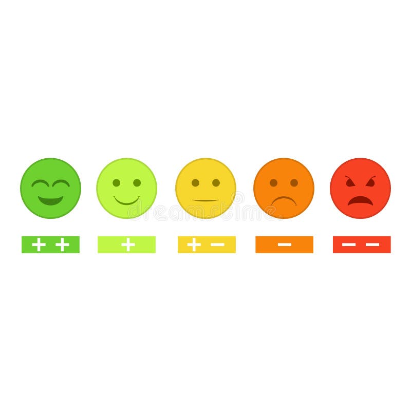 Cartoon Color Smiley Round Icons Set Feedback Concept. Vector Stock ...