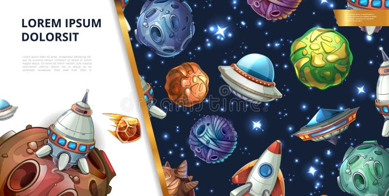 Cartoon Colorful Space Concept stock illustration