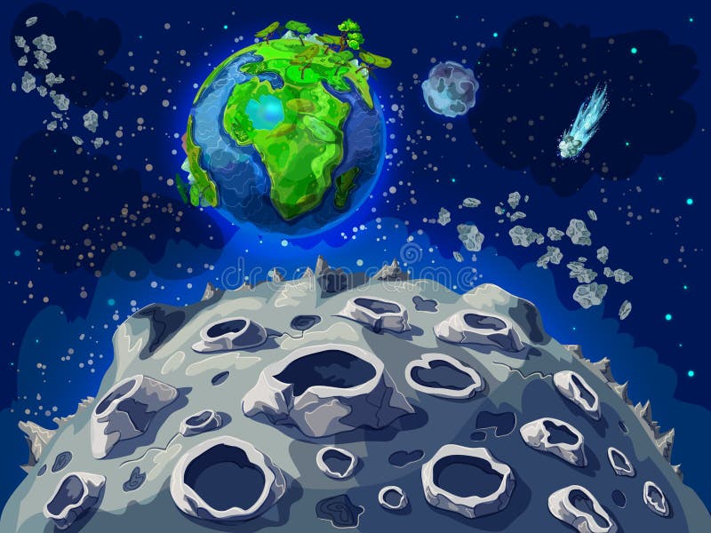 Cartoon Colorful Space Landscape Template royalty free illustration