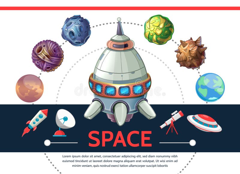 Cartoon Colorful Space Template stock illustration