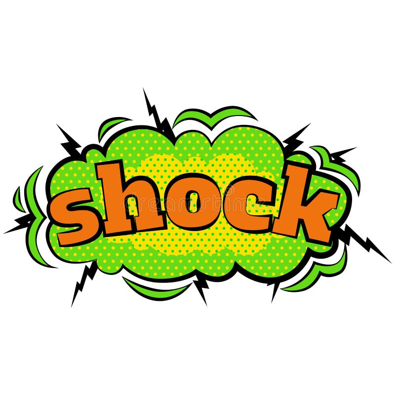 Cartoon Comic Shock Bubbles Labels with Text and Elements with Halftone