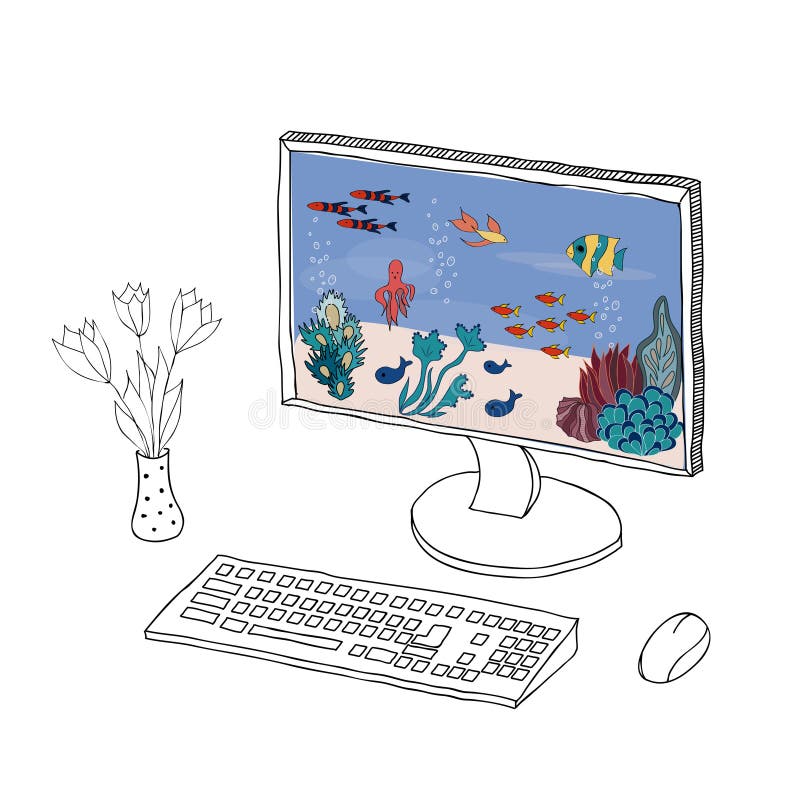 Cartoon Computer with Picture Stock Vector - Illustration of hand, design: 52568357 Cartoon Computer with Picture Stock Vector - Illustration of hand, design: 52568357