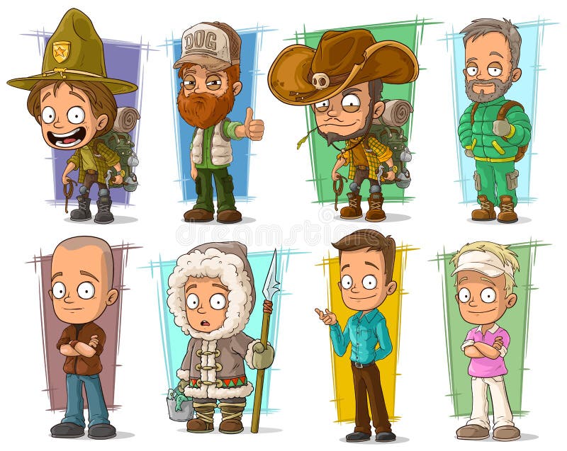 Cartoon cool funny different characters vector set vector illustration Cartoon cool funny different characters vector set vector illustration
