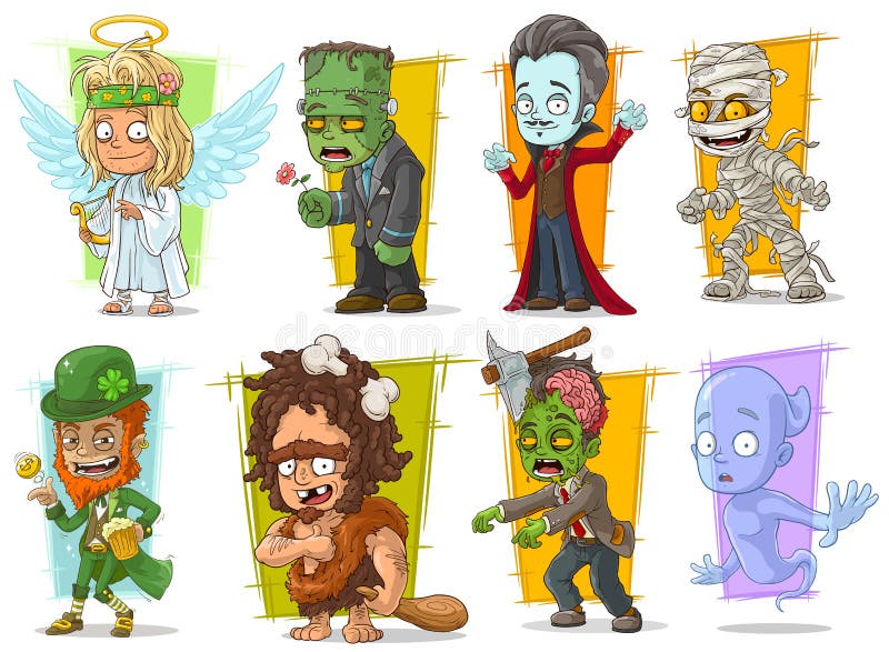 Cartoon cool funny monster characters vector set stock illustration Cartoon cool funny monster characters vector set stock illustration