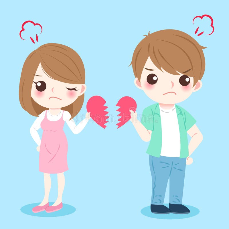 Cartoon couple quarrel stock vector. Illustration of sadness - 96433766