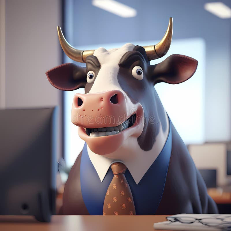 Cartoon cow with horns stock illustration. Illustration of isolated