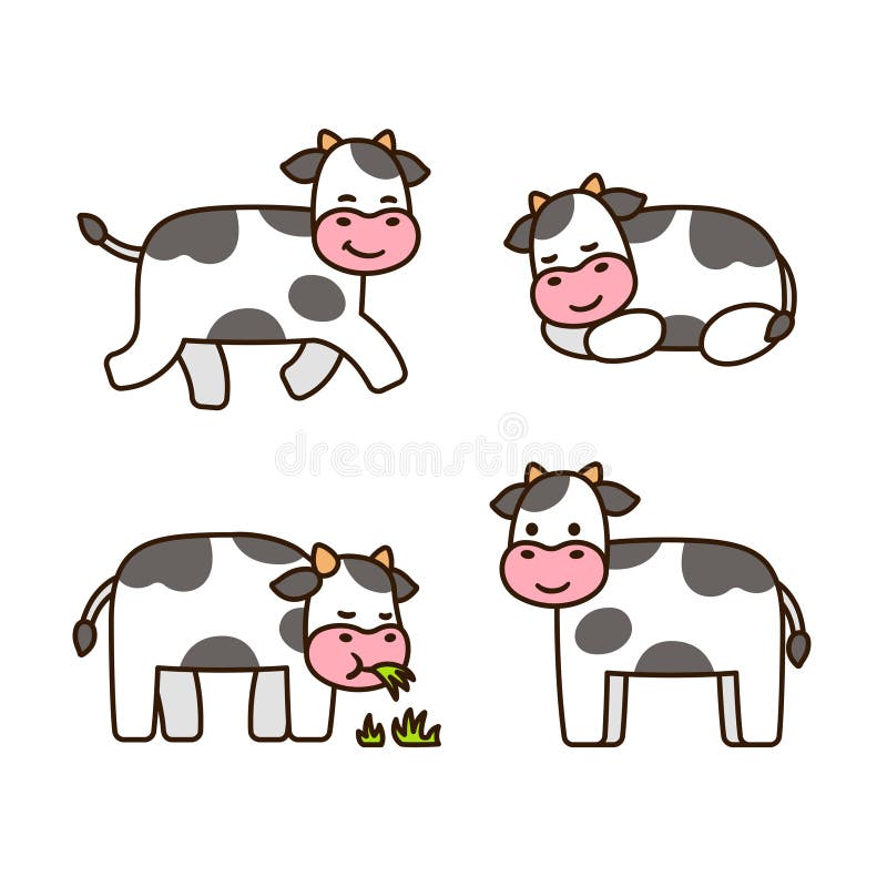 Cartoon Cow set royalty free illustration