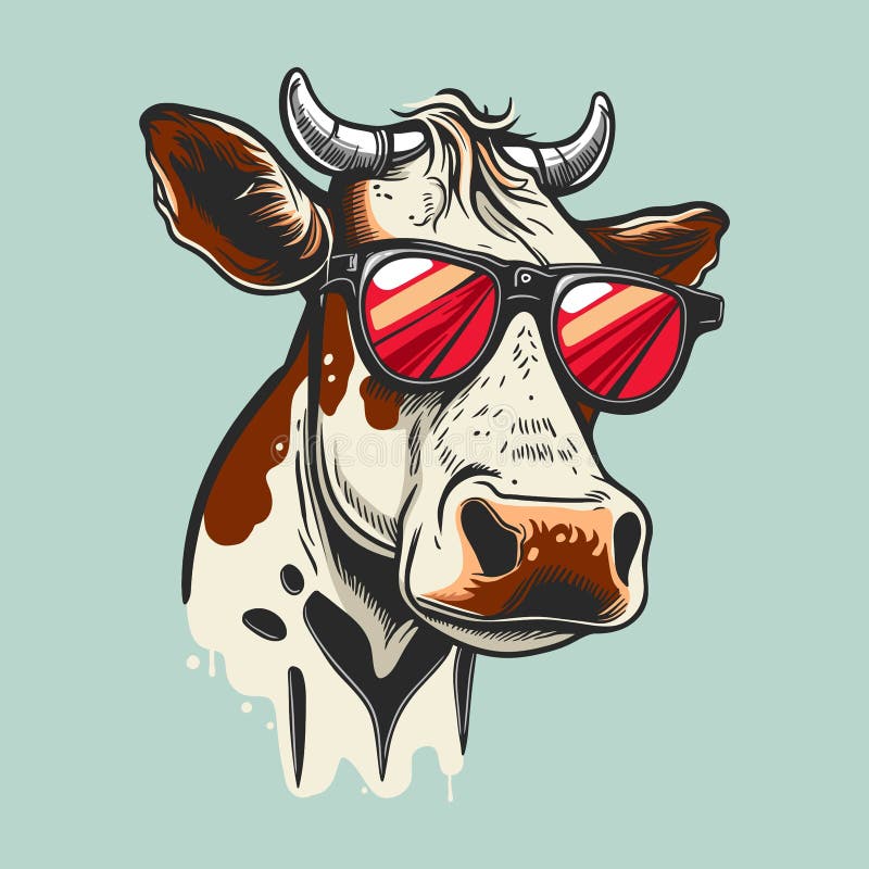 Cow Wearing Glasses Stock Illustrations – 140 Cow Wearing Glasses Stock ...