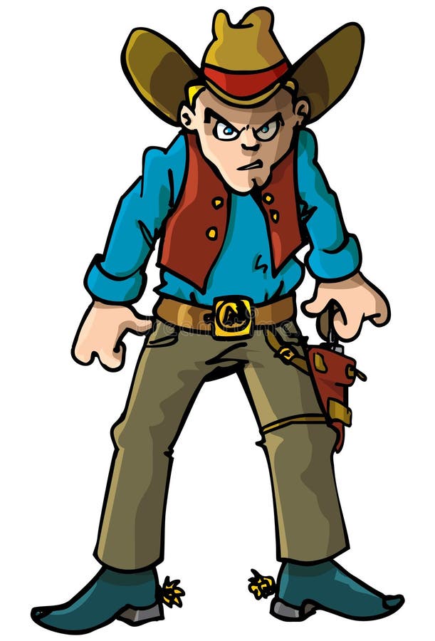Cartoon Cowboy with a Gun Belt Stock Vector - Illustration of isolated