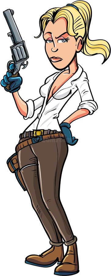 Cartoon cowgirl with gun