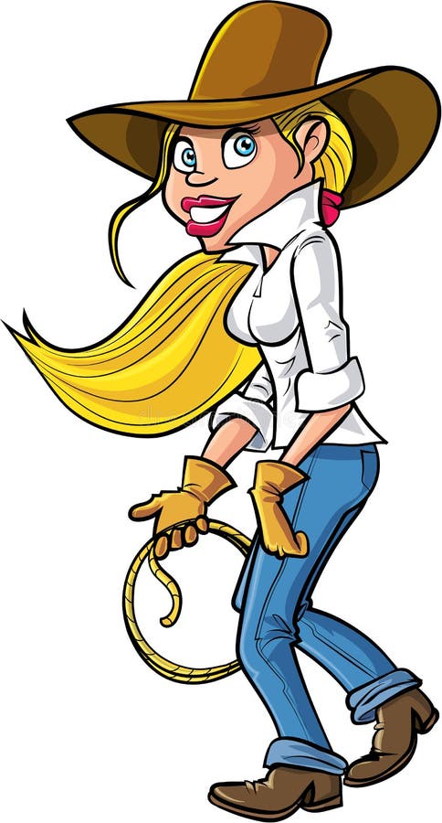 Cartoon cowgirl with lasso