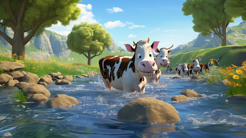 Cartoon cows coming img