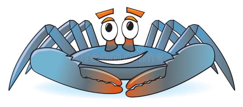 A happy, smiling cartoon blue crab commonly found along the atlantic and gulf coast. A happy, smiling cartoon blue crab commonly found along the atlantic and gulf coast.