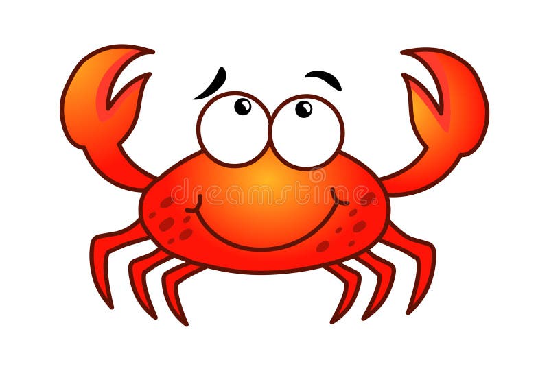 Cartoon crab vector illustration isolated on white background. Cartoon crab vector illustration isolated on white background