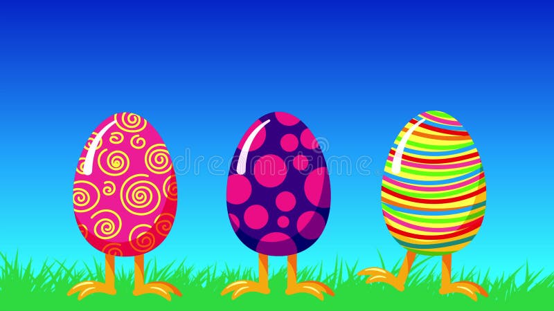 Cartoon Crazy Jumping Eggs in a Green Grass. Happy Easter Greeting Loop  Animation. Stock Footage - Video of elements, chicken: 112249982