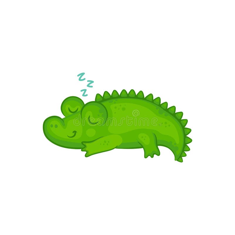 Cartoon Crocodile Baby Sleeping and Smiling Isolated on White Background  Stock Vector - Illustration of green, baby: 180309447