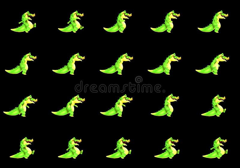 Bevouliin Free Game Sprites - Crocodile Mascot Running and Jumping