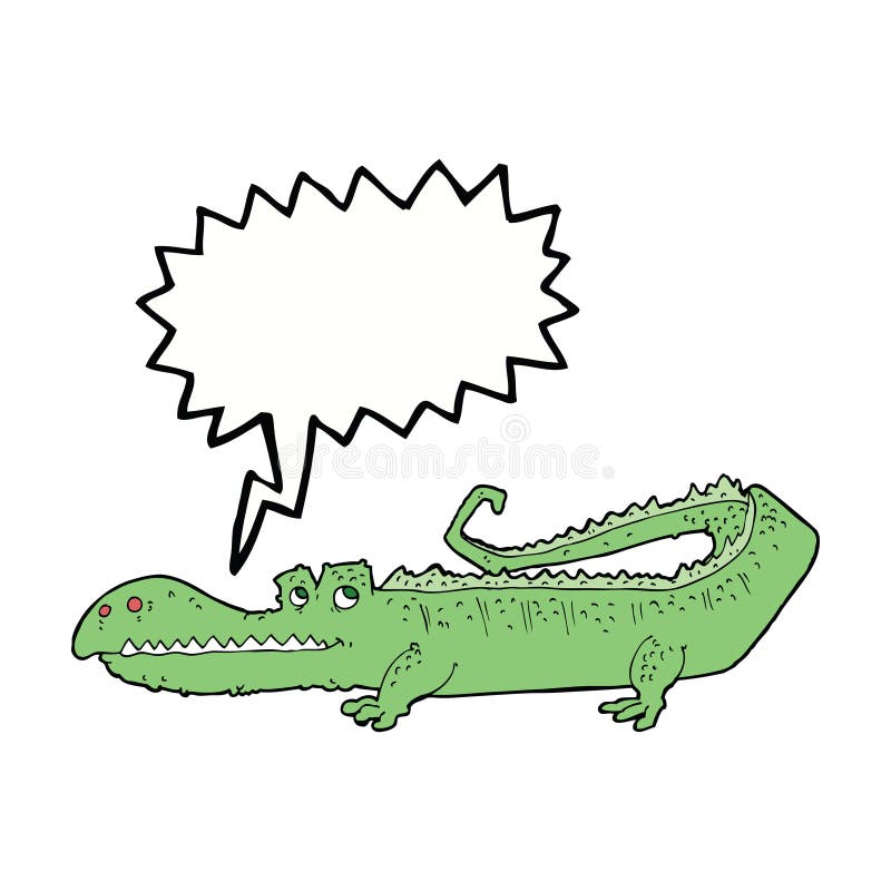 cartoon crocodile with speech bubble