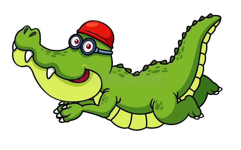 Cartoon crocodile swimming