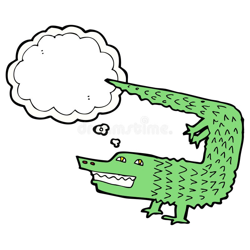 cartoon crocodile with thought bubble