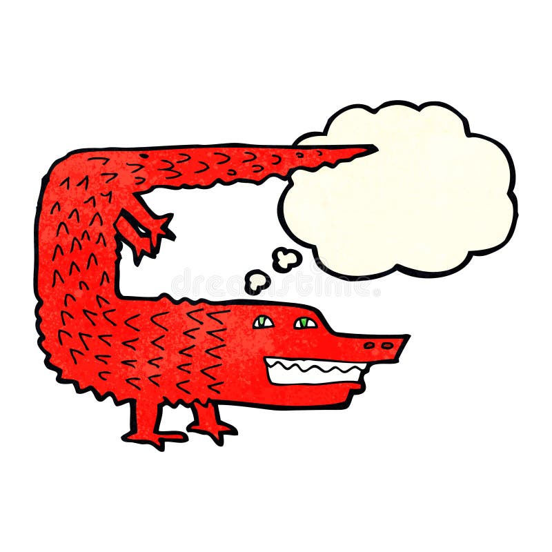 cartoon crocodile with thought bubble