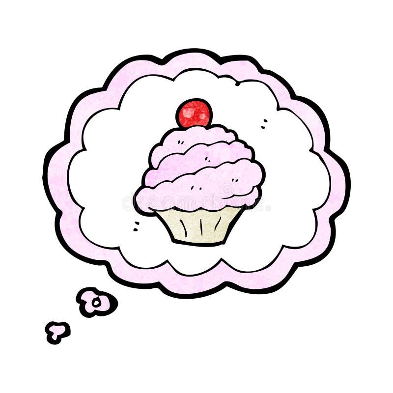 cartoon cupcake in thought bubble symbol