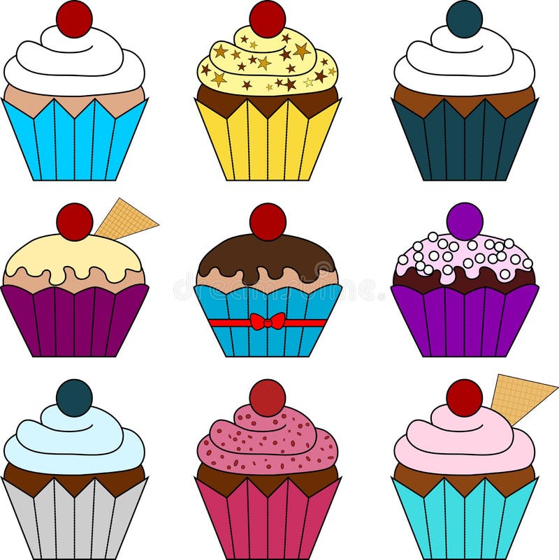 Cartoon cupcakes stock vector. Illustration of design - 67519276