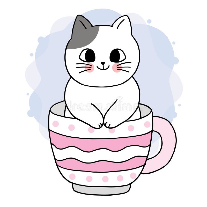 Cartoon Cute Cat in Cup Coffee Vector. Stock Vector - Illustration of pink, cartoon: 222946715 Cartoon Cute Cat In Cup Coffee Vector. Stock Vector - Illustration Of Pink, Cartoon: 222946715