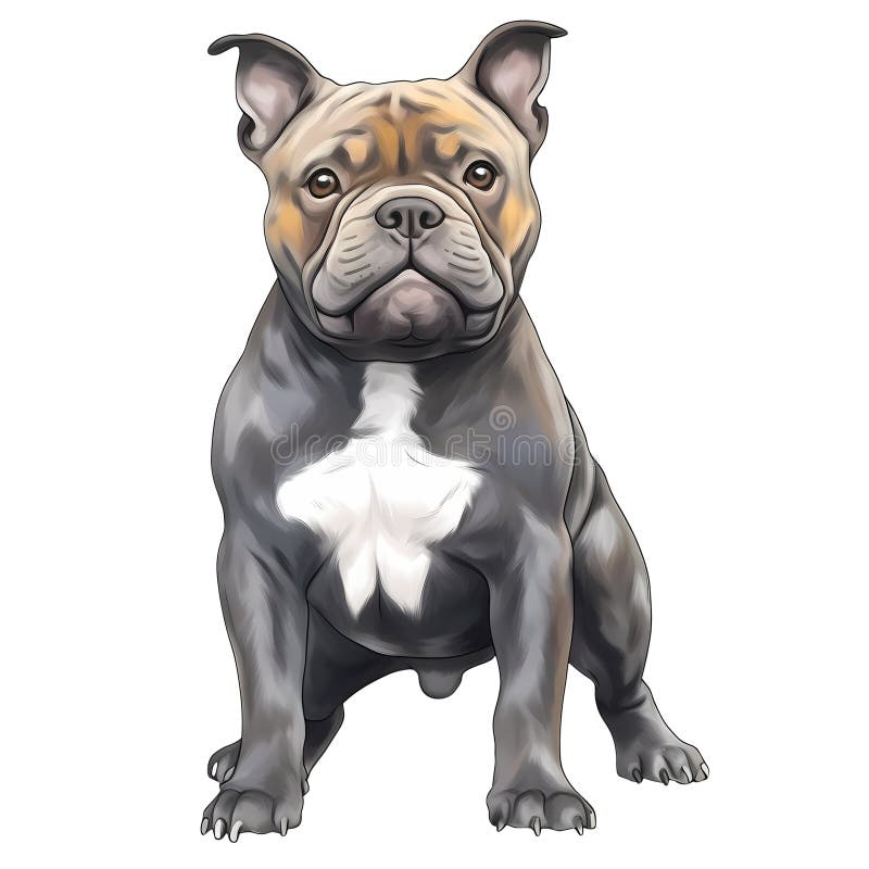 Cute American Pitbull Puppy Watercolor Clipart Illustration AI ...