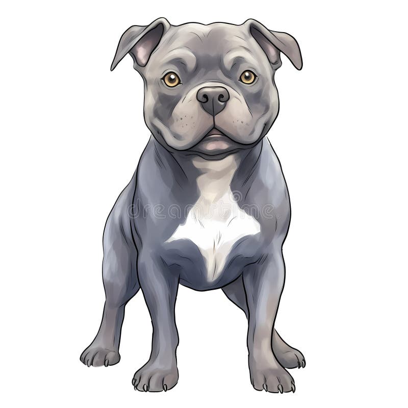 Cute American Pitbull Puppy Watercolor Clipart Illustration AI ...