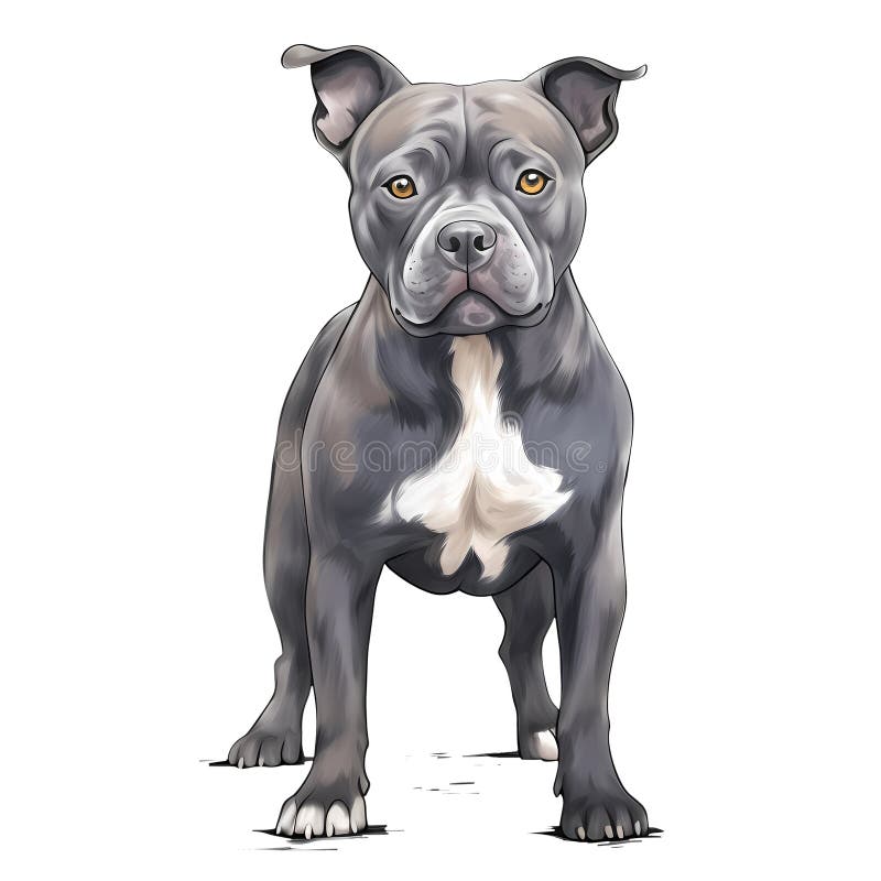 Cute American Pitbull Puppy Watercolor Clipart Illustration AI ...