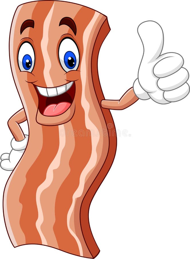 Cartoon Cute Bacon Giving a Thumb Up Stock Vector Illustration of