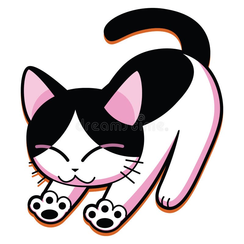 Cartoon Cute Cat Isolated on White Background Stock Illustration -  Illustration of anime, emoji: 88783891