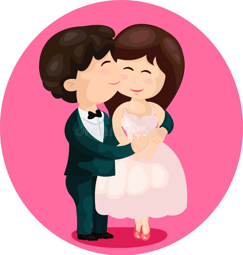Cartoon Cute Couple Kissing Stock Vector - Illustration of clip, elegance:  28599616