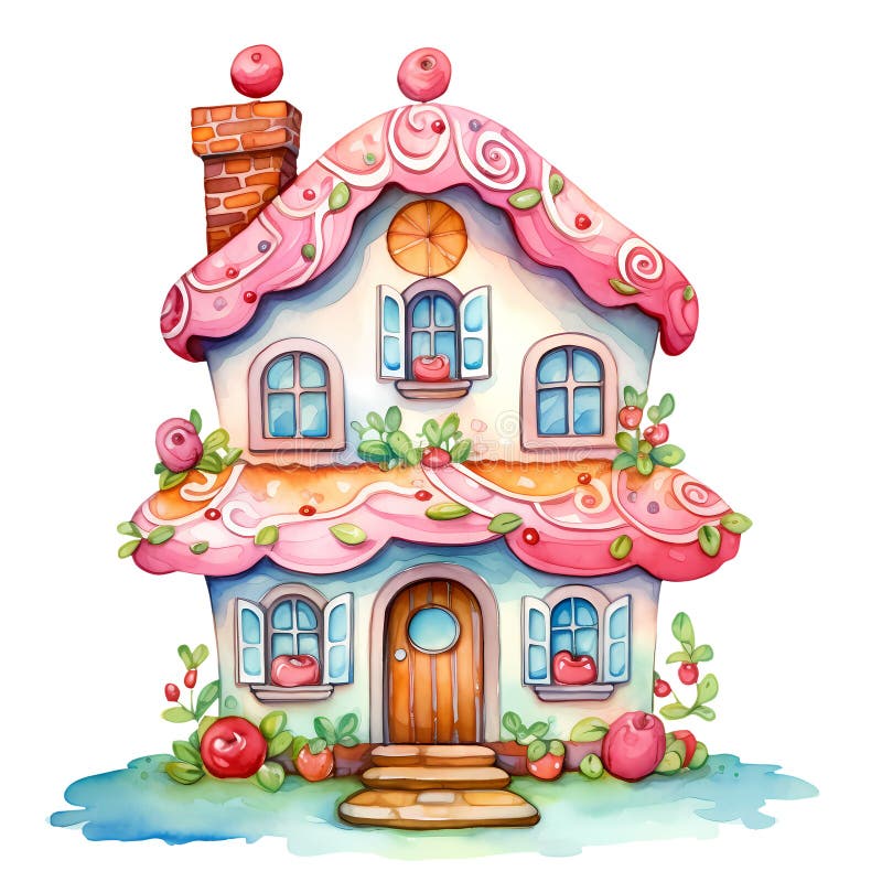 Cute Gingerbread House Watercolor Clipart Illustration AI Generative ...