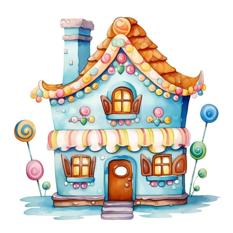 Cute Gingerbread House Watercolor Clipart Illustration AI Generative ...