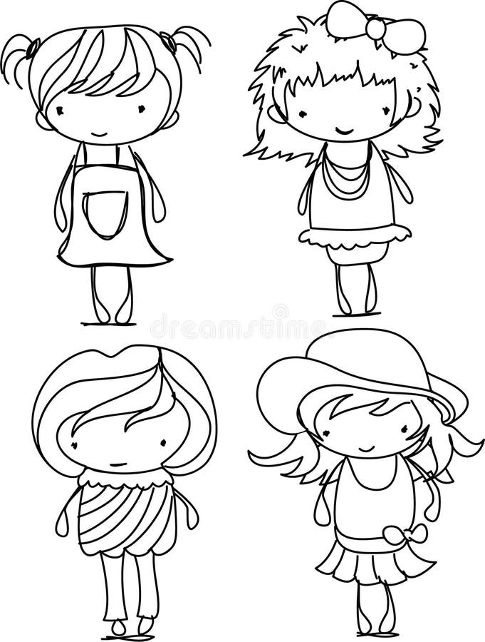 Cartoon cute girl,vector stock illustration