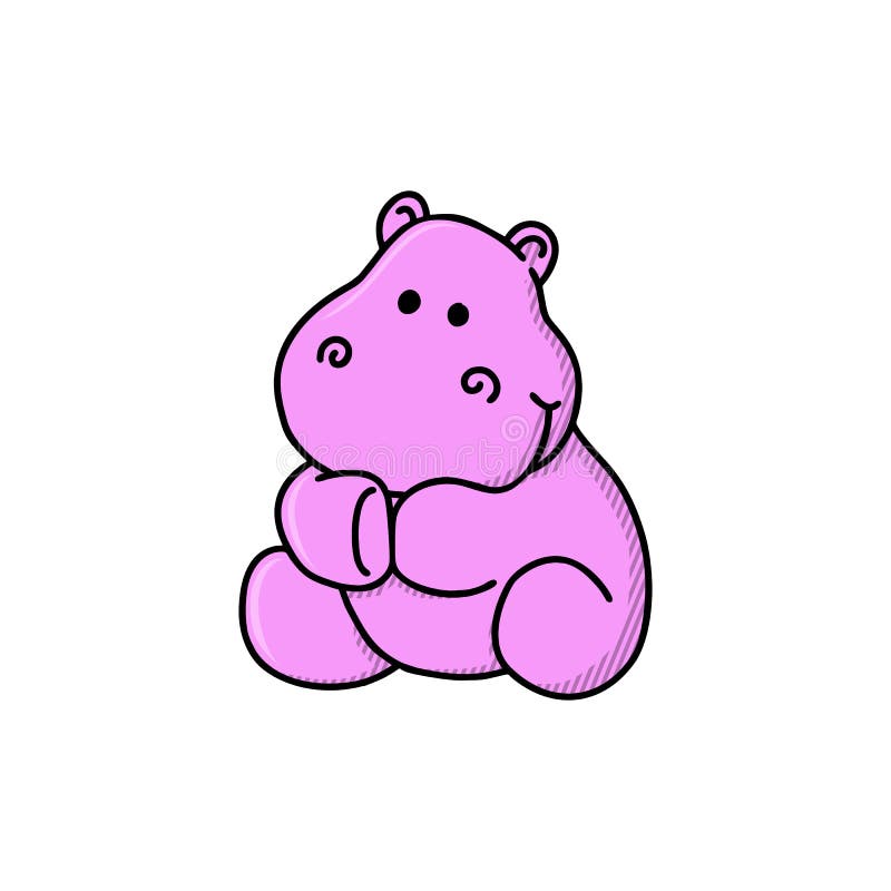 Cartoon Cute Hippo. Vector Illustration of Funny Happy Hippopotamus. Stock  Illustration - Illustration of safari, head: 143282003