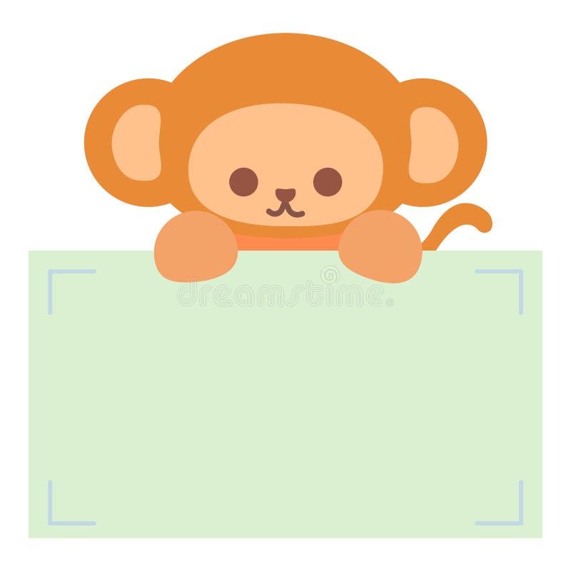 Cartoon Cute Monkey Holding Memo. Frame for Photo, Text, Note, Sticker ...